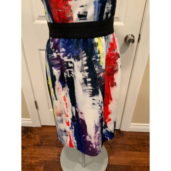 Milly Multicolor Splatter Pencil Dress, Size 8 - Picture 3 of 8
